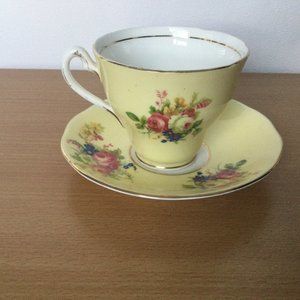 Vintage Salisbury bone china saucer and cup set floral